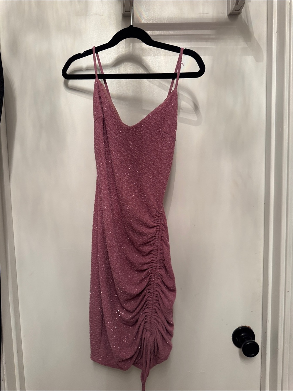 Windsor Sparkle Ruched Slip Dress - Mauve Pink